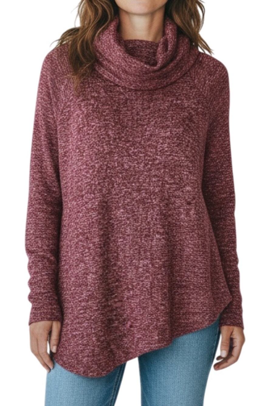 Dressbarn Sunday Womens Medium Purple Cowl Neck Shirt Rayon Polyester